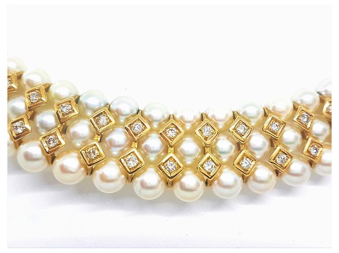 Autre Marque Collana Girocollo con Perle Coltivate Oro Giallo e Diamanti D'oro - vista 10