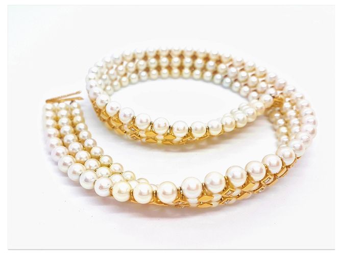 Autre Marque Collana Girocollo con Perle Coltivate Oro Giallo e Diamanti D'oro - vista 2