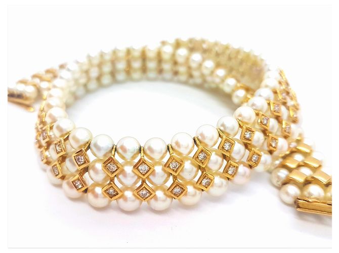 Autre Marque Collana Girocollo con Perle Coltivate Oro Giallo e Diamanti D'oro - vista 3