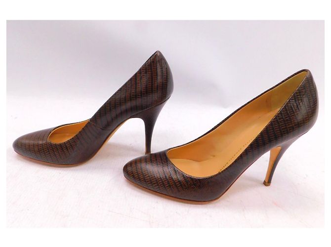 Décolleté Giuseppe Zanotti in pelle di serpente marrone - vista 2
