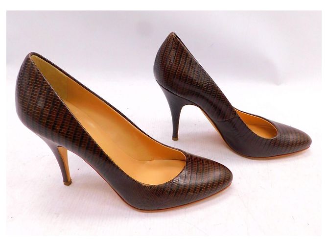 Décolleté Giuseppe Zanotti in pelle di serpente marrone - vista 3