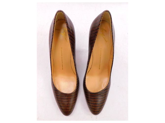 Décolleté Giuseppe Zanotti in pelle di serpente marrone - vista 4