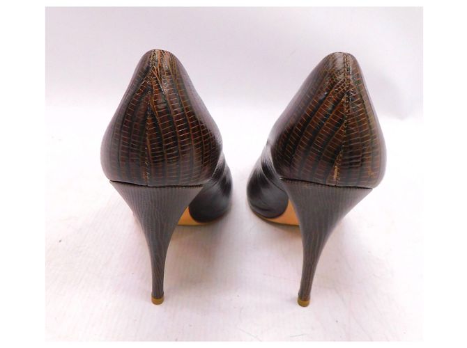 Décolleté Giuseppe Zanotti in pelle di serpente marrone - vista 5