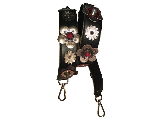 Autre Marque Tracolla in pelle nera con petali in bronzo Nero - vista 2