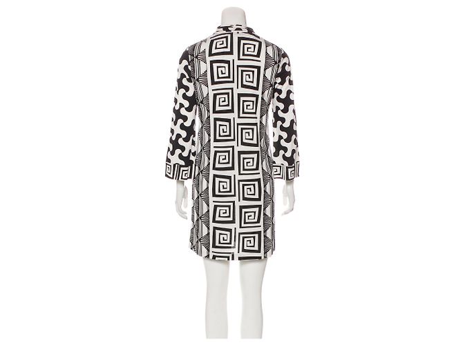 Mini vestido de seda Eustacia Diane Von Furstenberg preto marfim Cru - vista 3