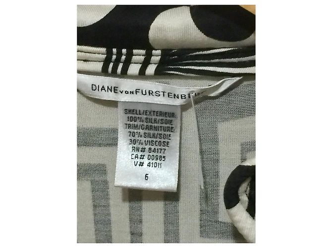 Mini vestido de seda Eustacia Diane Von Furstenberg preto marfim Cru - vista 4
