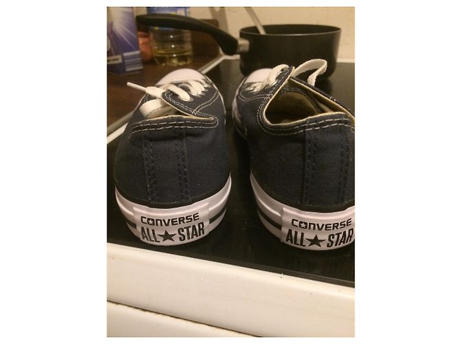 Sneakers Converse basse in lino blu scuro - vista 2