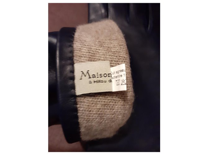 Maison Fabre Handschuhe Marineblau - Ansicht 3