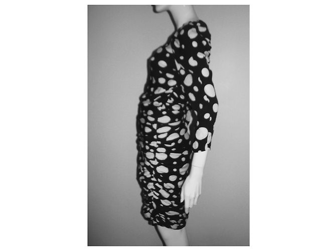 Vestido Diane Von Furstenberg Zucca de seda com bolinhas preto e branco - vista 10