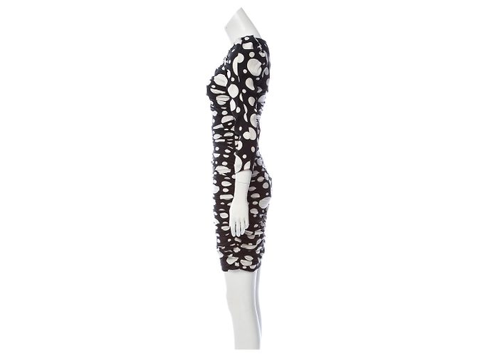 Vestido Diane Von Furstenberg Zucca de seda com bolinhas preto e branco - vista 2
