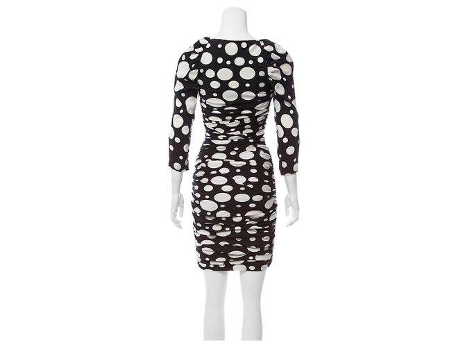 Vestido Diane Von Furstenberg Zucca de seda com bolinhas preto e branco - vista 3