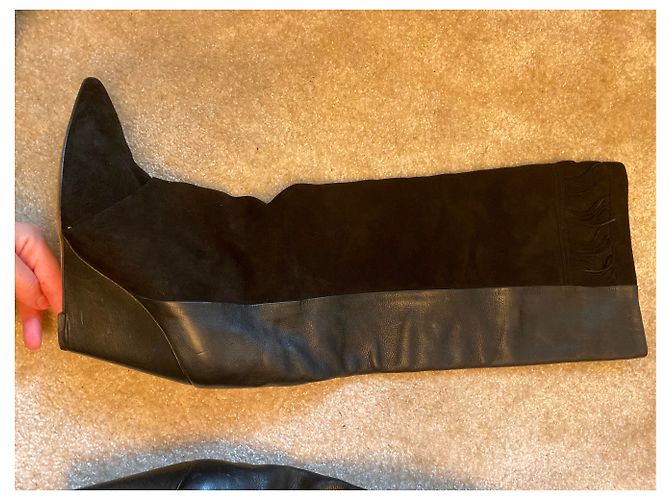 Stivali con zeppa Isabel Marant in pelle e scamosciato neri Nero - vista 4