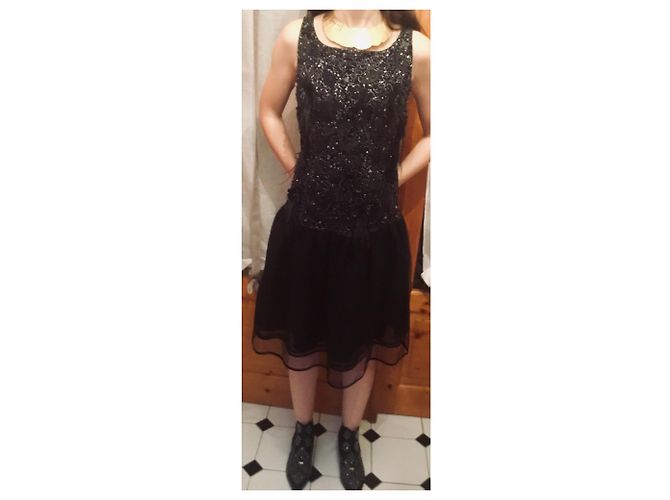 Abito da cocktail Alice + Olivia in seta e tulle nero M - vista 7