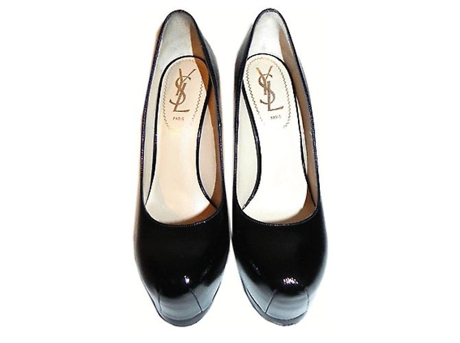 Décolleté Yves Saint Laurent in pelle nera 38.5 Nero - vista 2