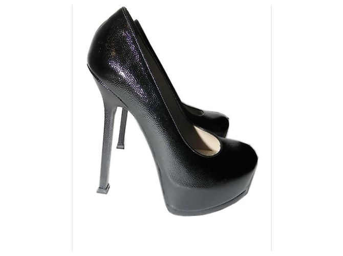 Décolleté Yves Saint Laurent in pelle nera 38.5 Nero - vista 3