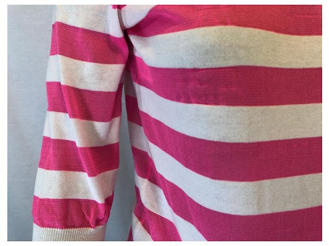 Pull Moschino Cheap And Chic blanc en coton manches 3/4 - vue 11