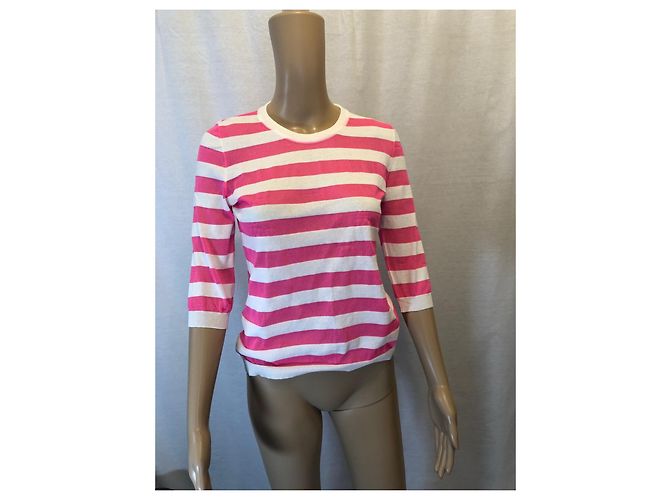 Pull Moschino Cheap And Chic blanc en coton manches 3/4 - vue 2