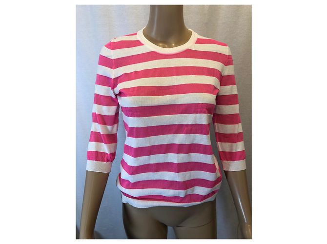 Pull Moschino Cheap And Chic blanc en coton manches 3/4 - vue 3