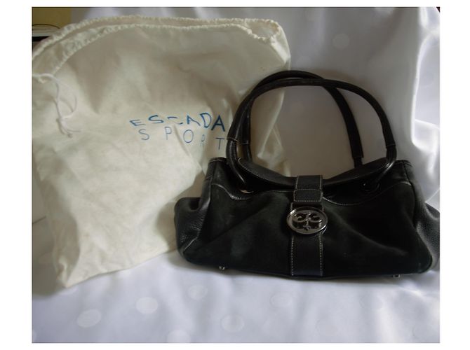 Borsa a mano Escada Sport in pelle martellata e velluto nera Nero - vista 6