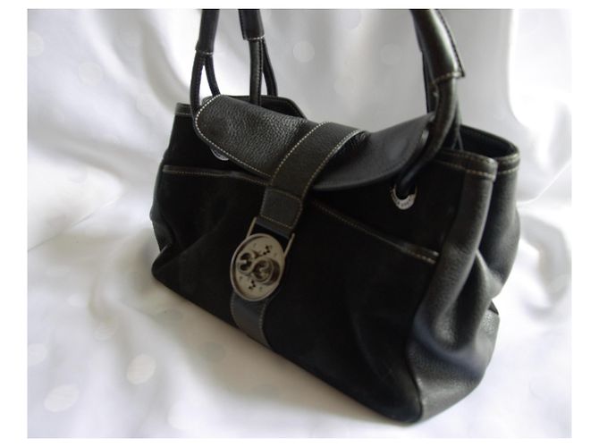 Borsa a mano Escada Sport in pelle martellata e velluto nera Nero - vista 7