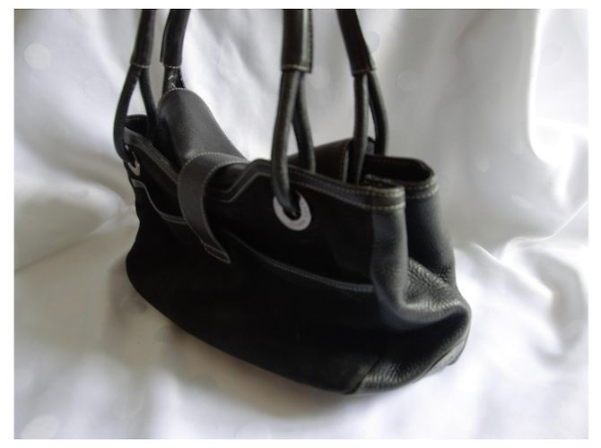 Borsa a mano Escada Sport in pelle martellata e velluto nera Nero - vista 8