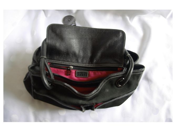 Borsa a mano Escada Sport in pelle martellata e velluto nera Nero - vista 9