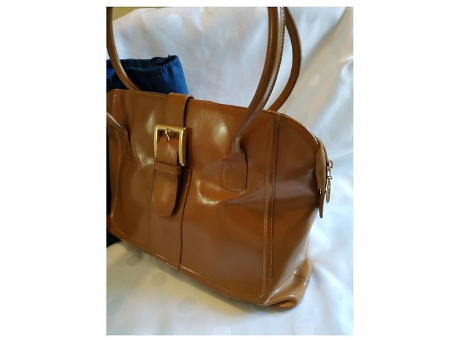 Autre Marque Borsa a mano in pelle lucida marrone - vista 15