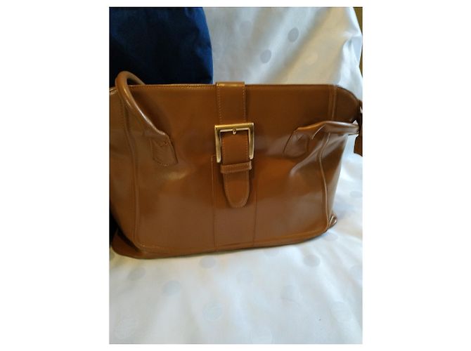Autre Marque Borsa a mano in pelle lucida marrone - vista 8