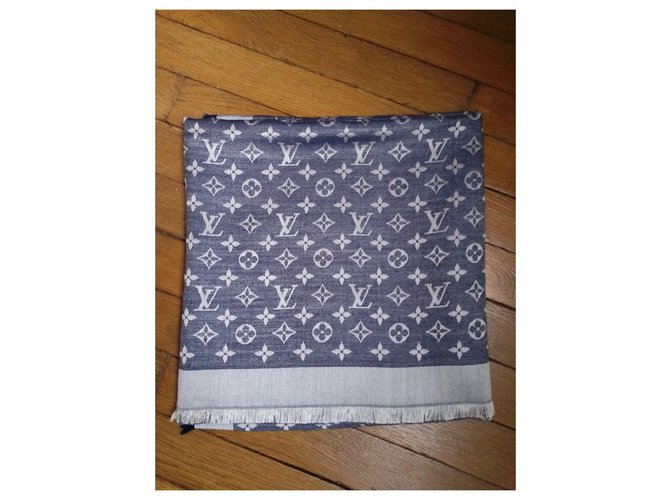 Louis Vuitton Scialle di jeans monogramma blu - vista 3