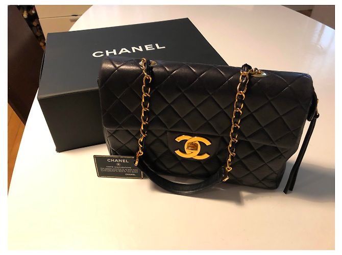 Timeless Borsa a mano Chanel Jumbo in agnello nero - vista 8