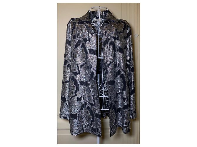 Autre Marque Lurex Hemd Jacke silber - Ansicht 4
