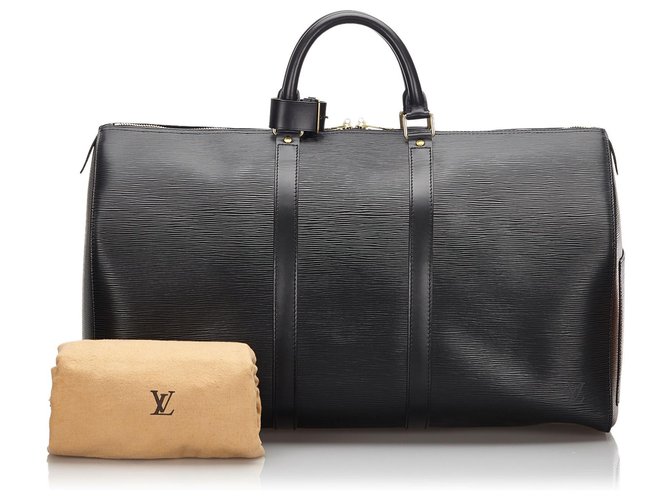 Louis Vuitton Black Epi Keepall 55 Nero - vista 10