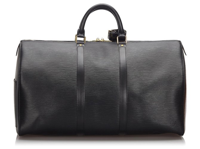 Louis Vuitton Black Epi Keepall 55 Nero - vista 3