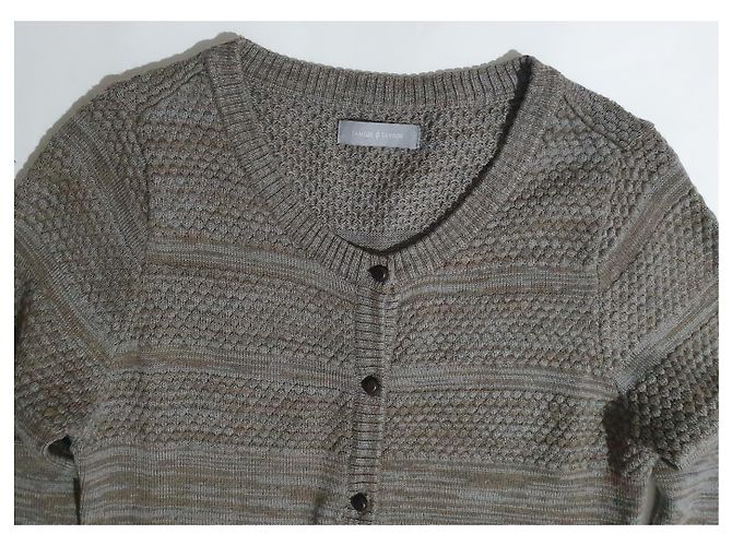 Cardigan Aino Samsoe & Samsoe Verde Creme Lã Multicor - vista 3