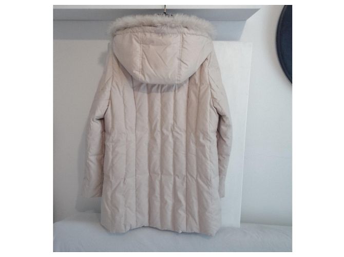 Autre Marque Abrigo Acolchado Beige con Capucha de Piel Real - vista 5