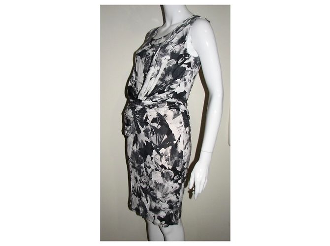 Nicole Fahri Vestido jersey de viscosa drapeada Negro Blanco Gris - vista 2