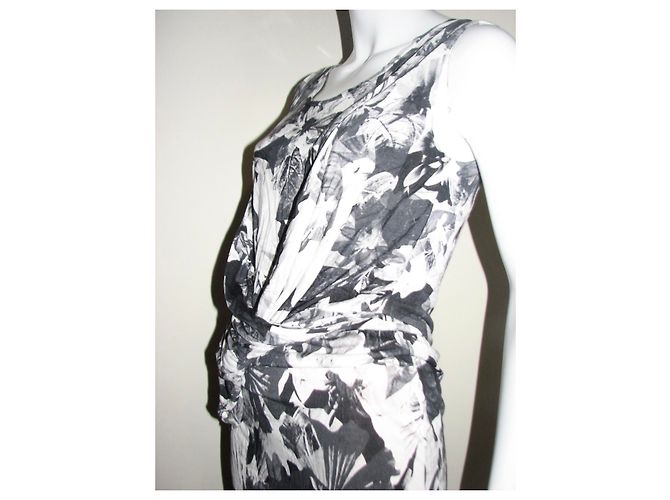 Nicole Fahri Vestido jersey de viscosa drapeada Negro Blanco Gris - vista 3