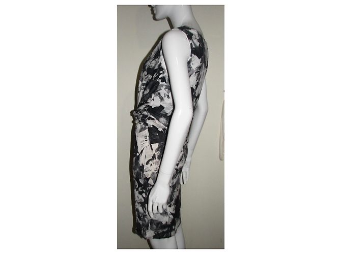 Nicole Fahri Vestido jersey de viscosa drapeada Negro Blanco Gris - vista 4