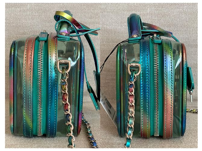 Chanel Piccola custodia in PVC verde con vernice arcobaleno - vista 5