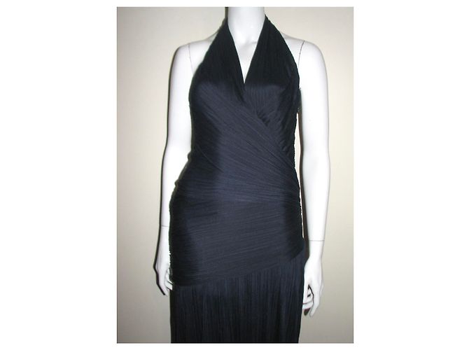 Halston Heritage Neckholder Abendkleid Marineblau - Ansicht 3