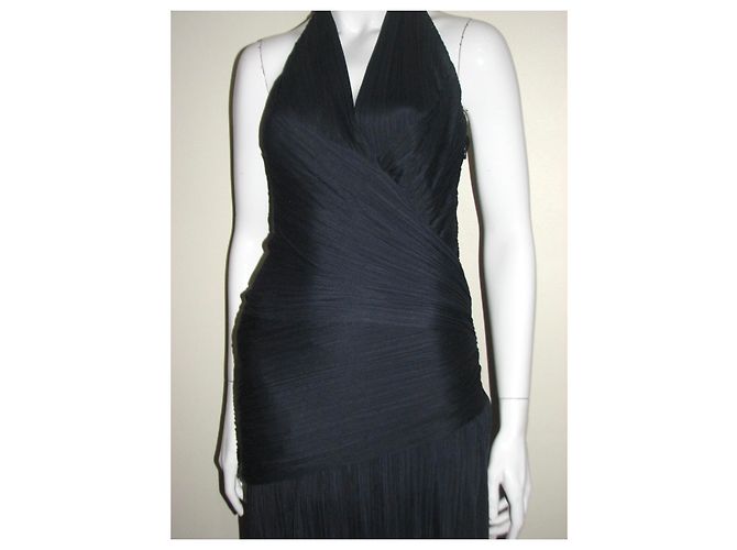 Halston Heritage Neckholder Abendkleid Marineblau - Ansicht 4