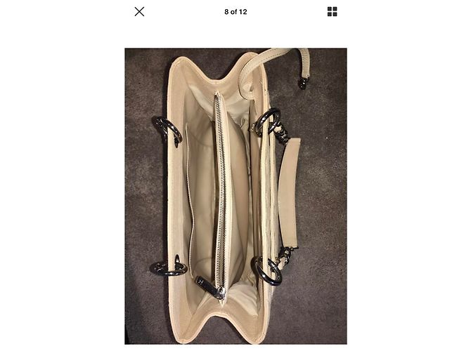 Borsa a mano Chanel Grandshopping in pelle beige - vista 5