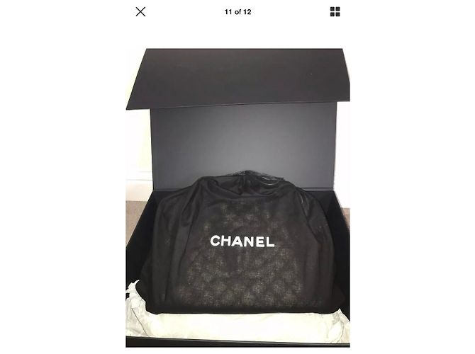 Borsa a mano Chanel Grandshopping in pelle beige - vista 8