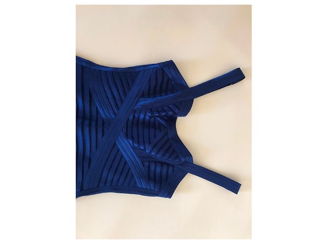 Kleid Bcbg Max Azria Marineblau aus Polyester Größe 4 - Ansicht 3
