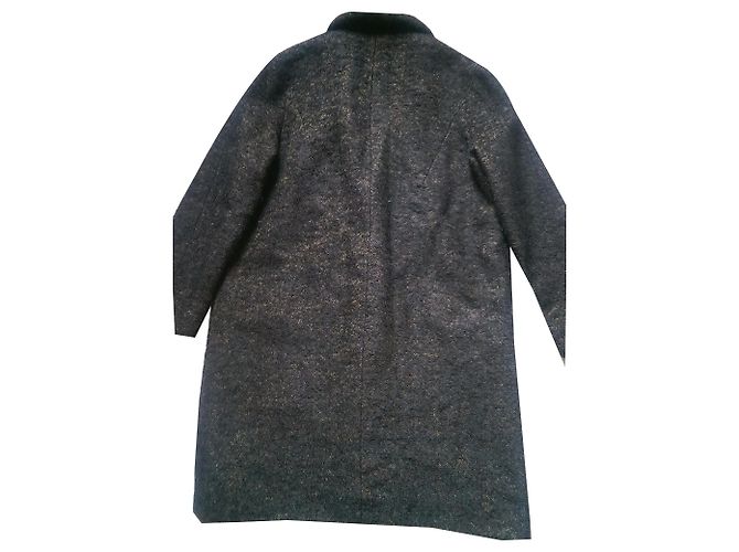 Abrigo Oversize Cacharel Caqui y Negro Lana Mohair - vista 2