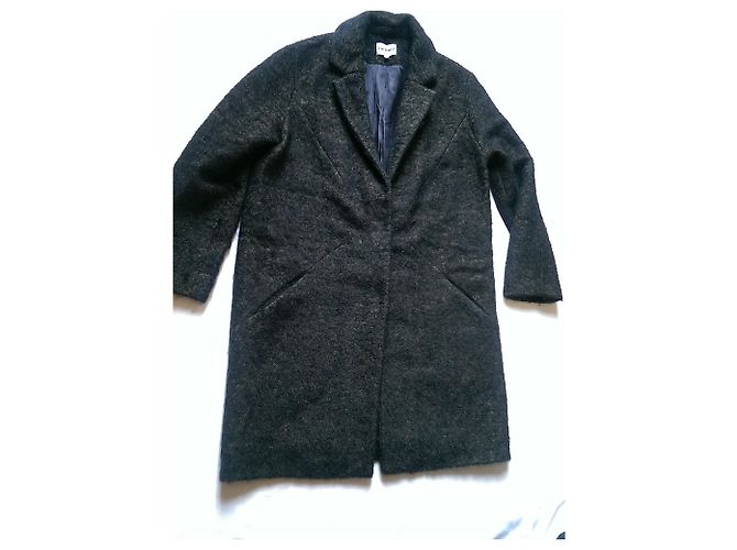 Abrigo Oversize Cacharel Caqui y Negro Lana Mohair - vista 4