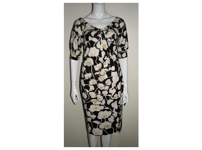 Diane Von Furstenberg Kitt Kleid aus Seide Blumenmuster Braun Roh - Ansicht 2