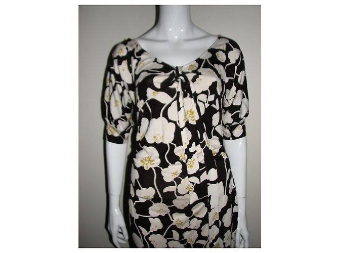 Diane Von Furstenberg Kitt Kleid aus Seide Blumenmuster Braun Roh - Ansicht 3