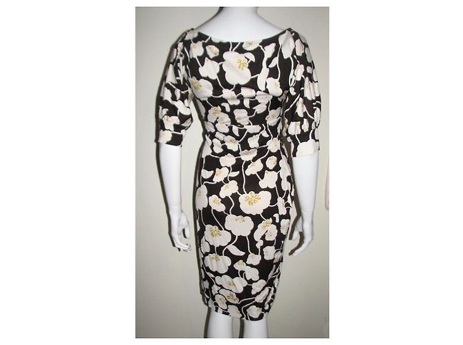 Diane Von Furstenberg Kitt Kleid aus Seide Blumenmuster Braun Roh - Ansicht 4