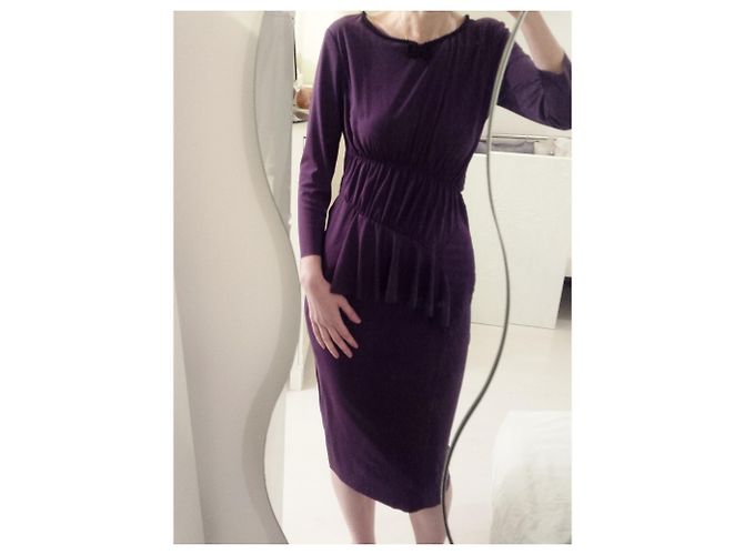 Autre Marque Asymmetrisches gerafftes Kleid Schwarz Lila - Ansicht 13